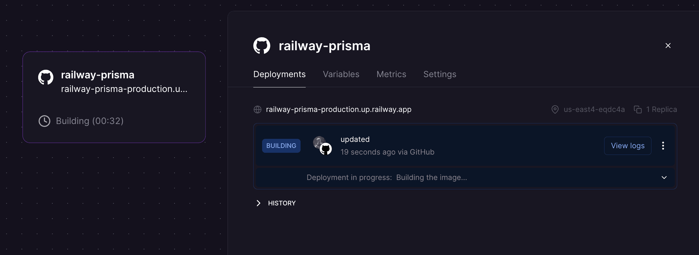 Railway deploying application