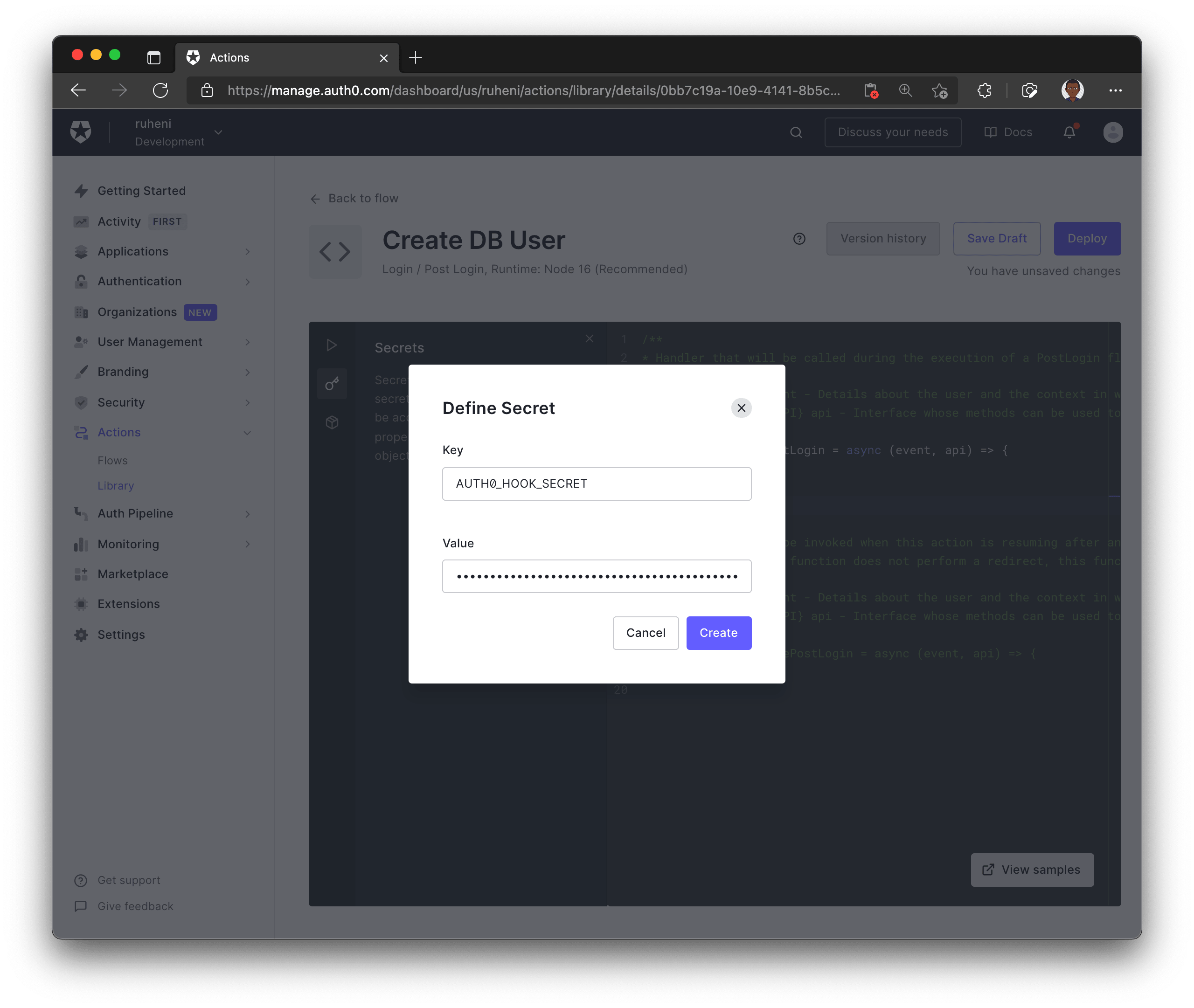 Auth0 add environment variables